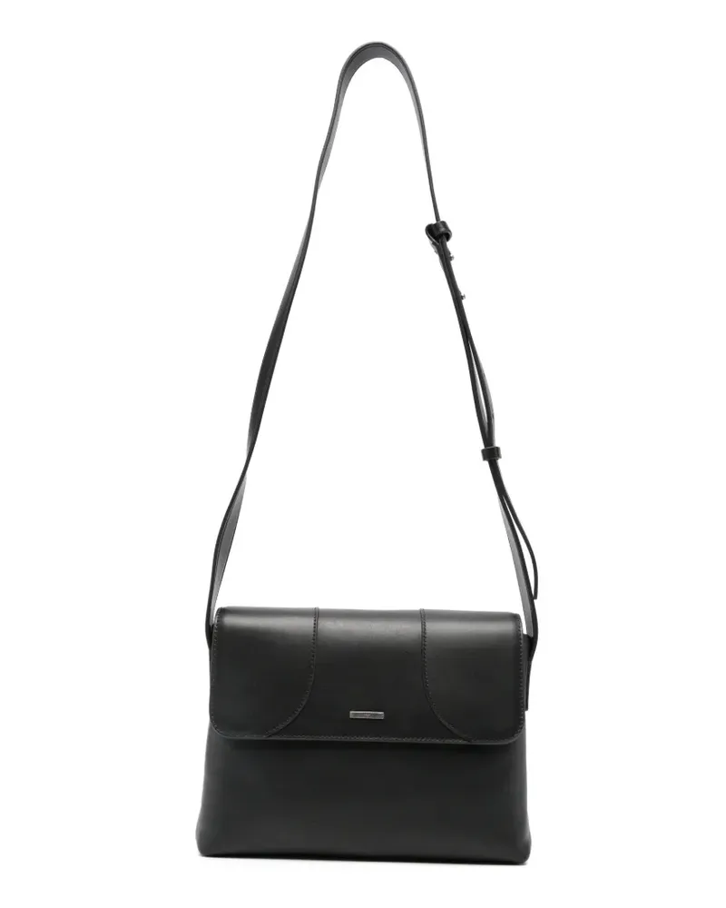 Emporio Armani logo-plaque leather shoulder bag - Schwarz Schwarz
