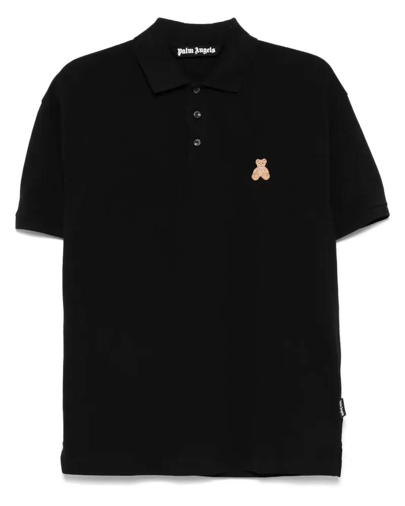 Palm Angels Mini Bear in Mind Poloshirt - Schwarz Schwarz