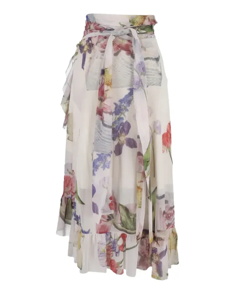 Ganni floral-print midi skirt - Weiß Weiß