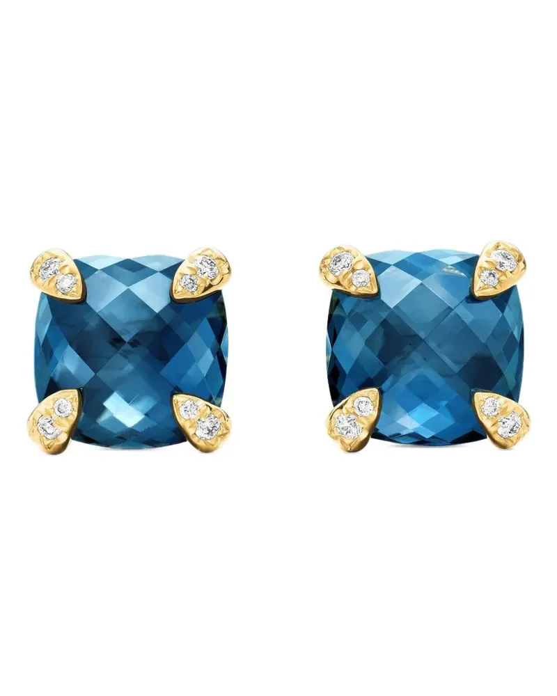 David Yurman 18kt Chatelaine Gelbgoldohrstecker mit Topas und Diamanten 8mm Gold