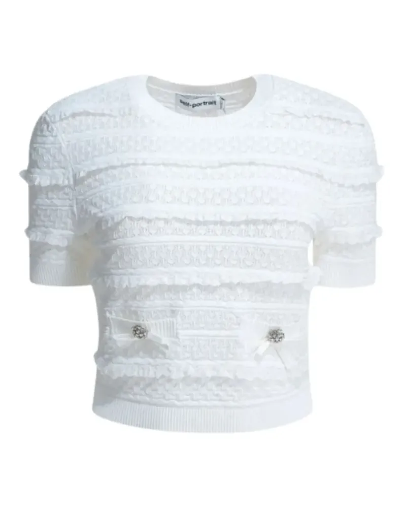 Self-Portrait Gerüschter Cropped-Pullover - Weiß Weiß