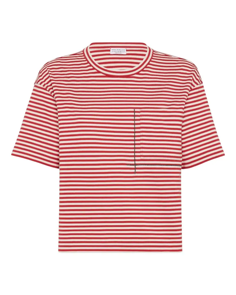 Brunello Cucinelli Gestreiftes T-Shirt - Rot Rot