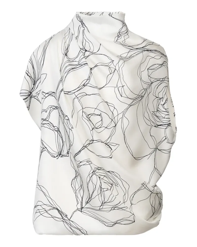Fabiana Filippi Drapiertes Top mit Blumenprint - Weiß Weiß