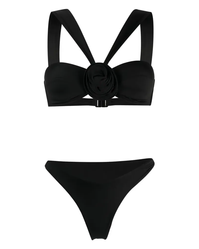 La Reveche Bikini mit Blumendetail - Schwarz Schwarz