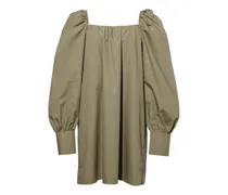 Puffärmel-Minikleid mit eckigem Ausschnitt - Grün