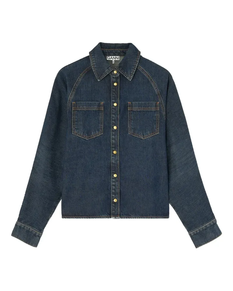 Ganni Strukturierte Jeansjacke - Blau Blau