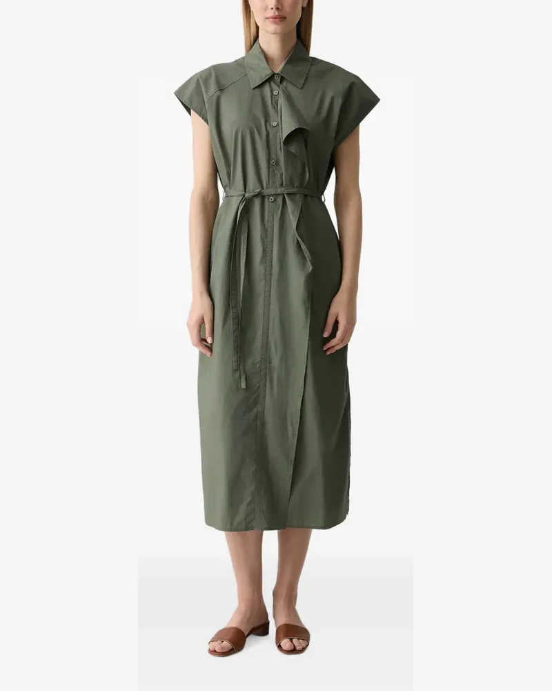 Benetton sleeveless tie-belt midi shirt dress - Grün Grün