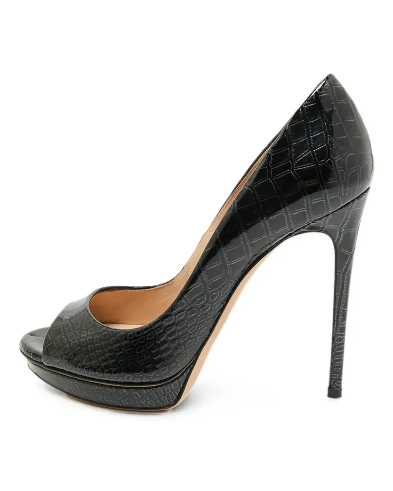 Casadei croc-embossed heeled pumps - Schwarz Schwarz
