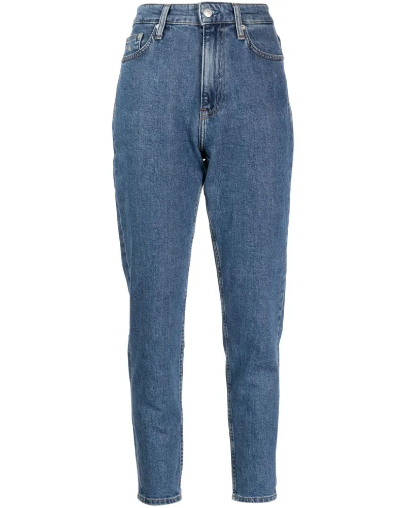 Calvin Klein Tapered-Jeans mit Logo-Stickerei - Blau Blau