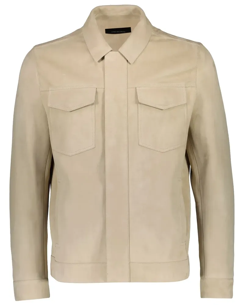 Yves Salomon Lederjacke aus Velours - Nude Nude