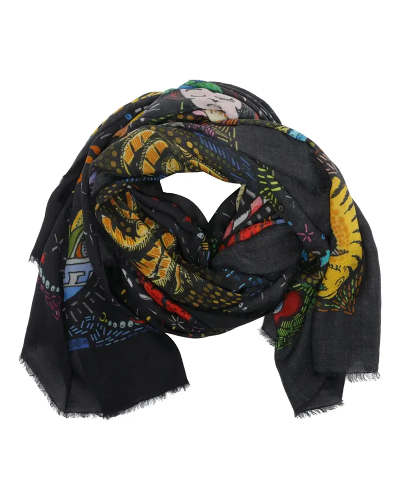 Faliero Sarti Schal mit Print - Schwarz Schwarz