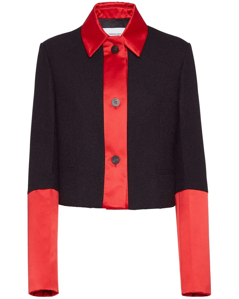 Ferragamo Cropped-Jacke in Colour-Block-Optik - Schwarz Schwarz