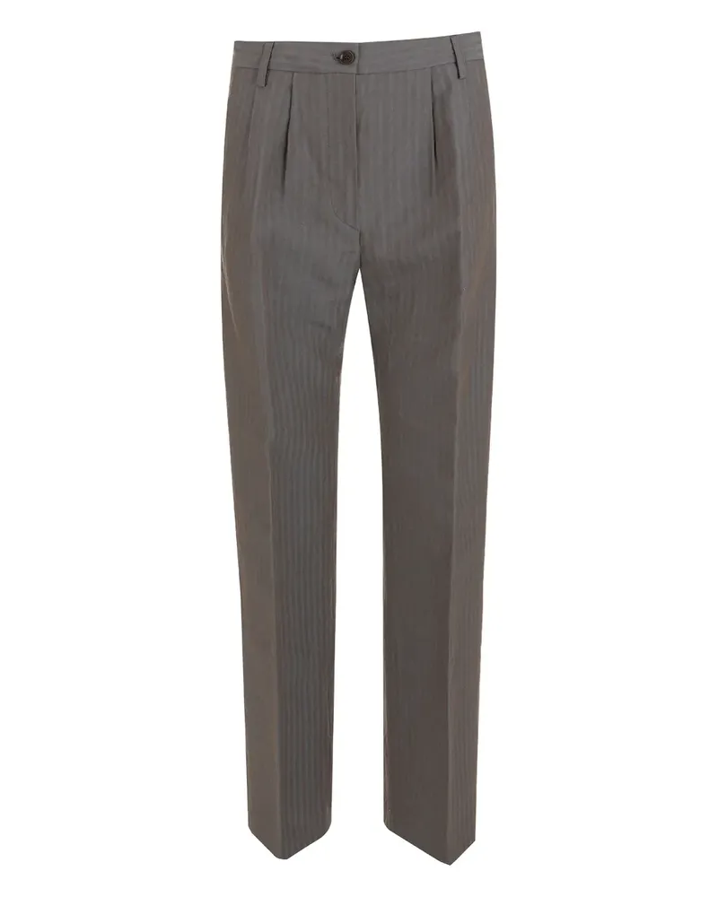 ASPESI Gestreifte Plisseehose - Grau Grau