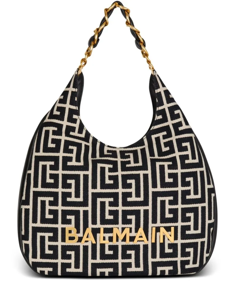 Balmain 1945 große Soft Hobo Schultertasche - Schwarz Schwarz