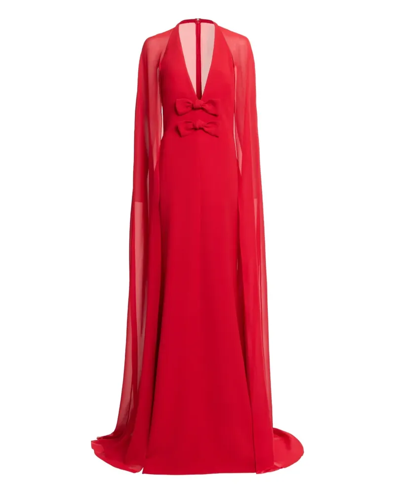 Elie Saab bow-detail cape maxi dress - Rot Rot