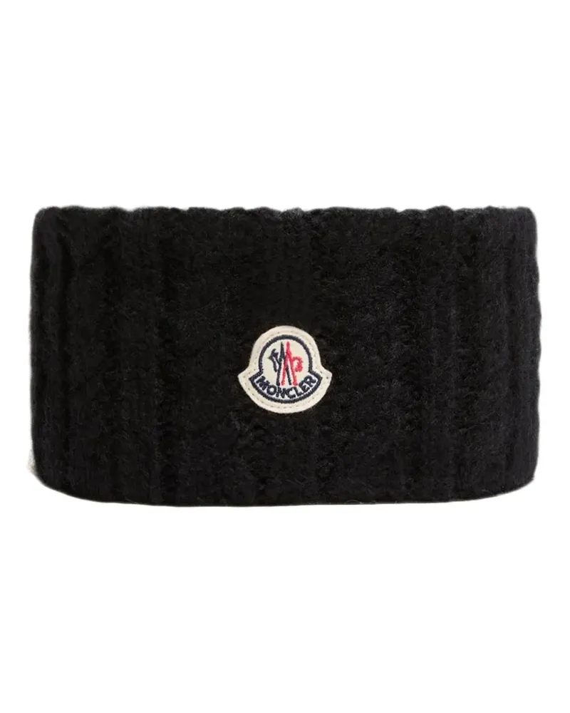 Moncler cable-knit logo-patch headband - Schwarz Schwarz
