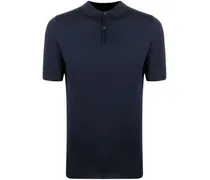 Fein gestricktes Poloshirt - Blau
