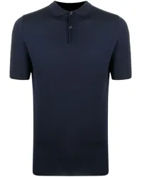 John Smedley Fein gestricktes Poloshirt Blau