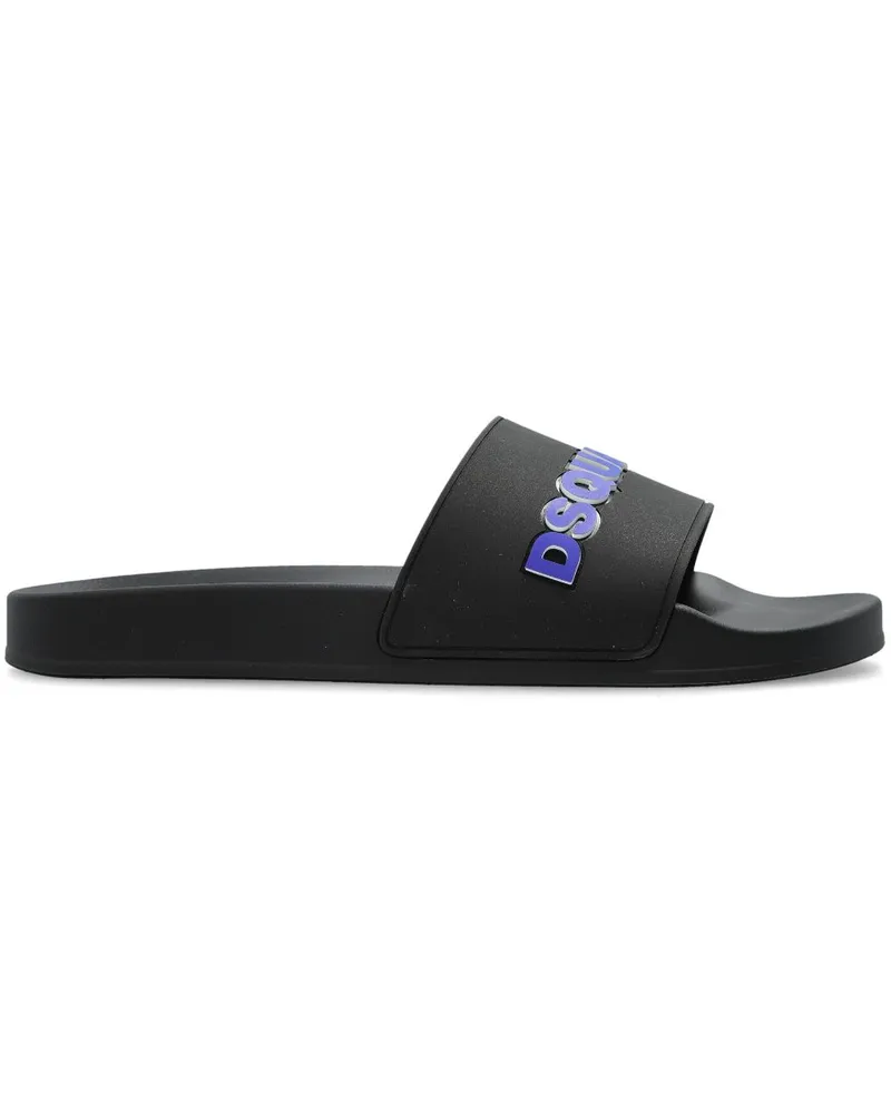 Dsquared2 Pantoletten mit Logo - Schwarz Schwarz