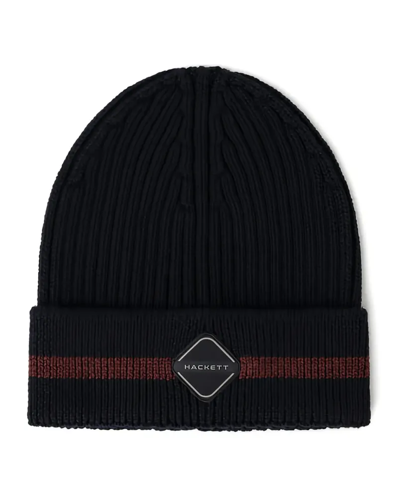 Hackett Gerippte Beanie mit Streifen - Blau Blau