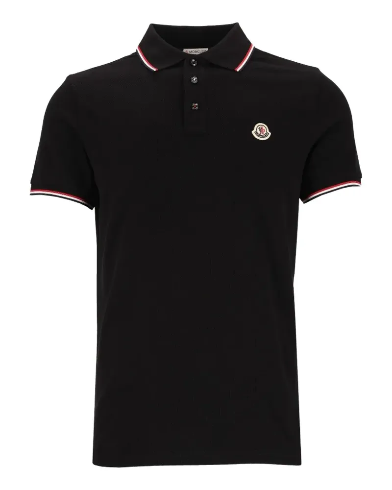 Moncler Poloshirt mit Logo-Patch - Schwarz Schwarz