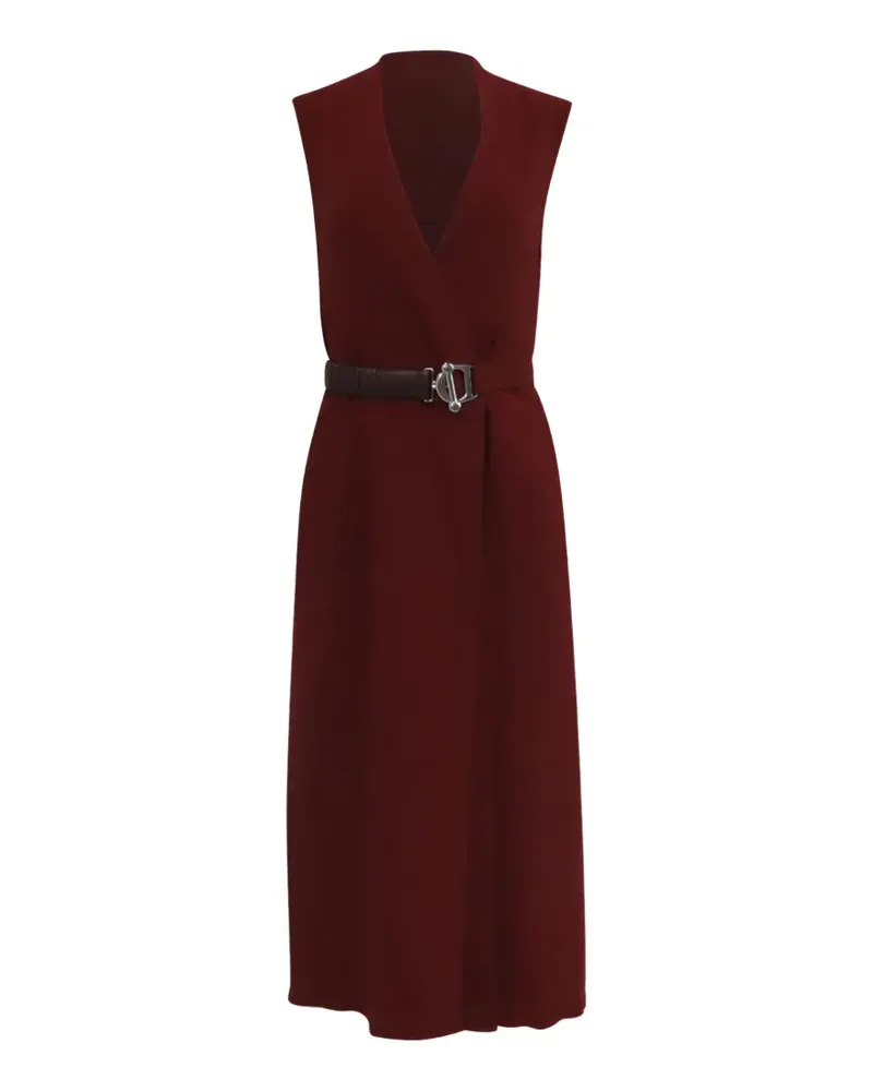 Victoria Beckham 2010s ärmelloses Kleid mit Gürtel - Rot Rot