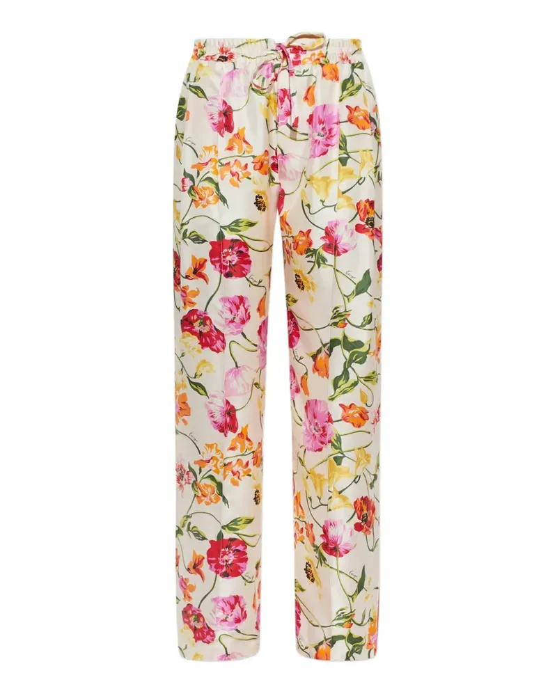 Kenzo Seidenhose mit Blumenprint - Nude Nude