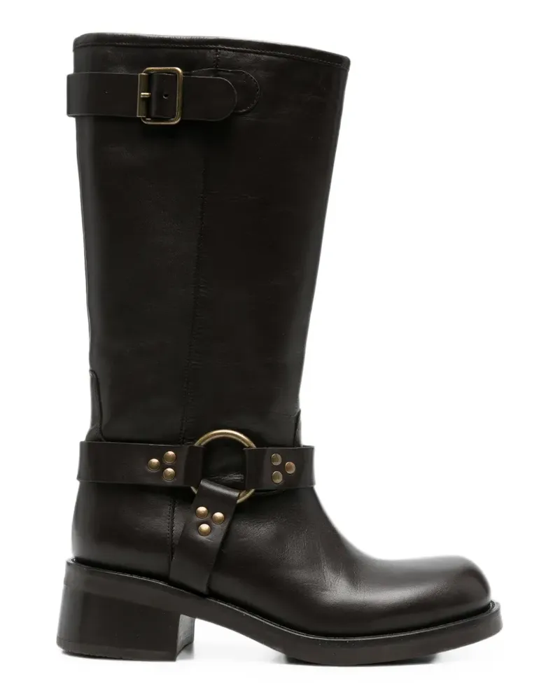 P.A.R.O.S.H. Stiefel mit Schnallenriemen und Nieten - Braun Braun