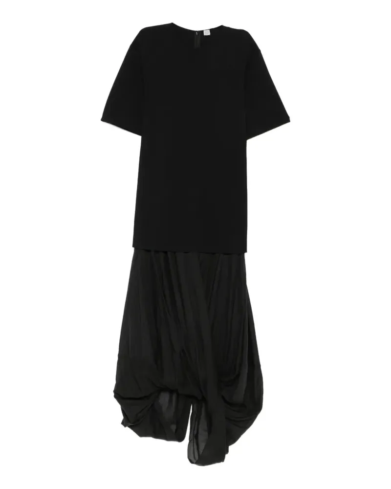 Totême Asymmetrisches Kleid mit Falten - Schwarz Schwarz