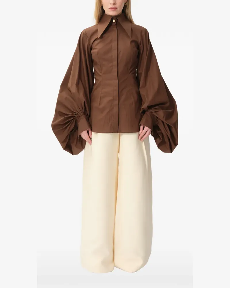 CONCEPTO Oasis bishop-sleeve shirt - Braun Braun