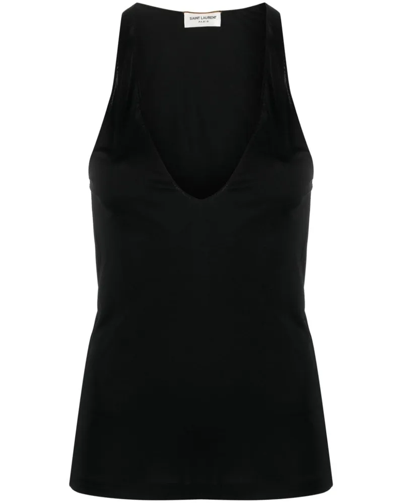 Saint Laurent Tanktop mit Satins - Schwarz Schwarz