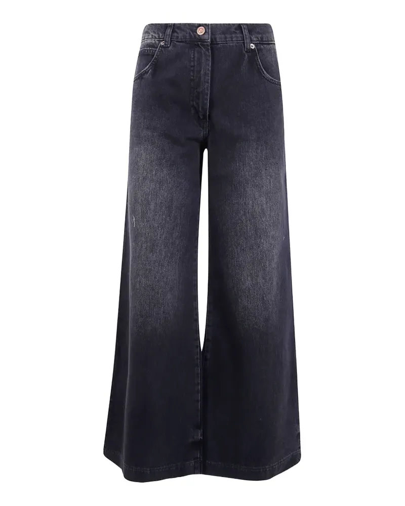 ASPESI Ausgeblichene Wide-Leg-Jeans - Schwarz Schwarz
