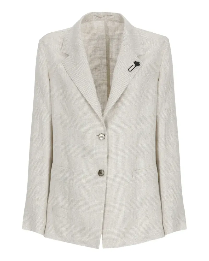 LARDINI check-pattern linen blazer - Nude Nude