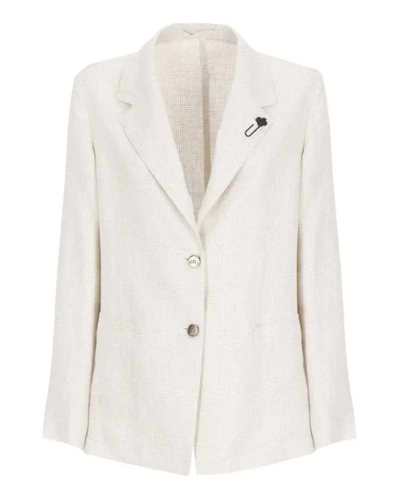 LARDINI check-pattern linen blazer - Nude Nude