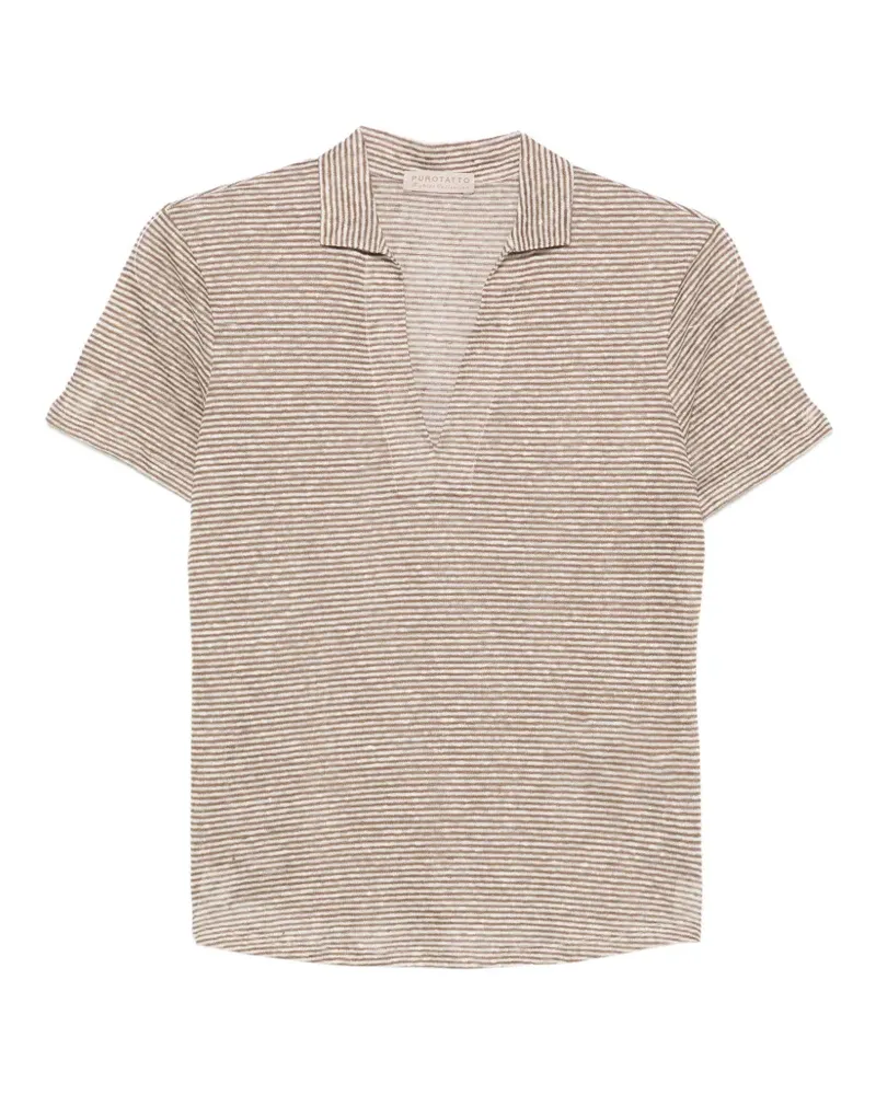 Purotatto striped V-neck T-shirt - Nude Nude