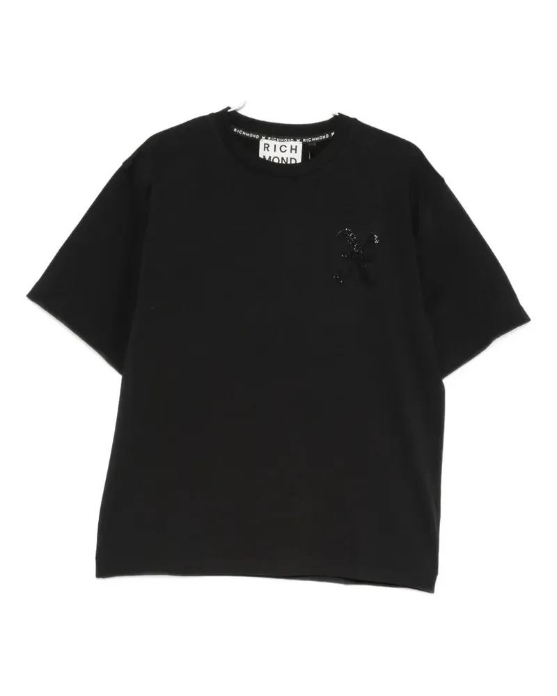 John Richmond embellished logo-print T-shirt - Schwarz Schwarz