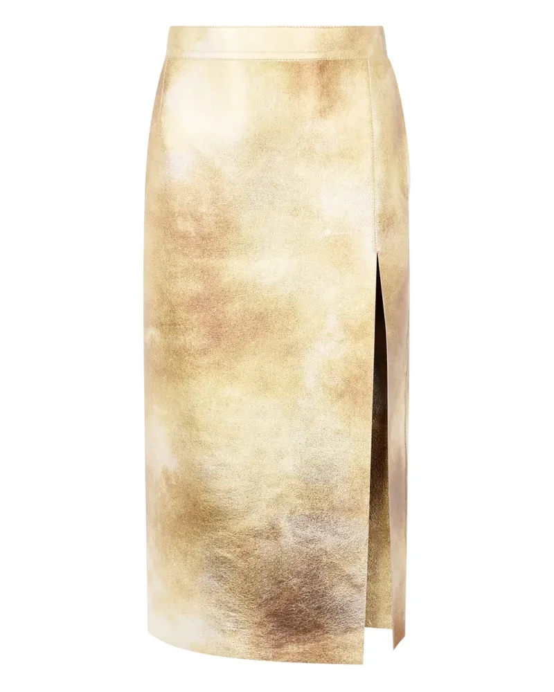 Roberto Cavalli Bleistiftrock aus Leder - Gold Gold