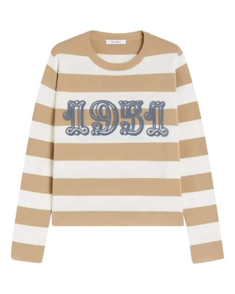 Max Mara Gestreifter Pullover mit rundem Ausschnitt - Nude Nude
