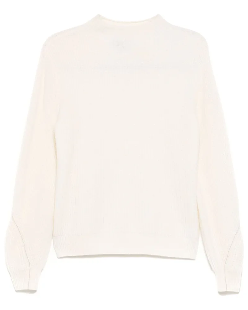N.Peal Gerippter Pullover mit Stehkragen - Weiß Weiß