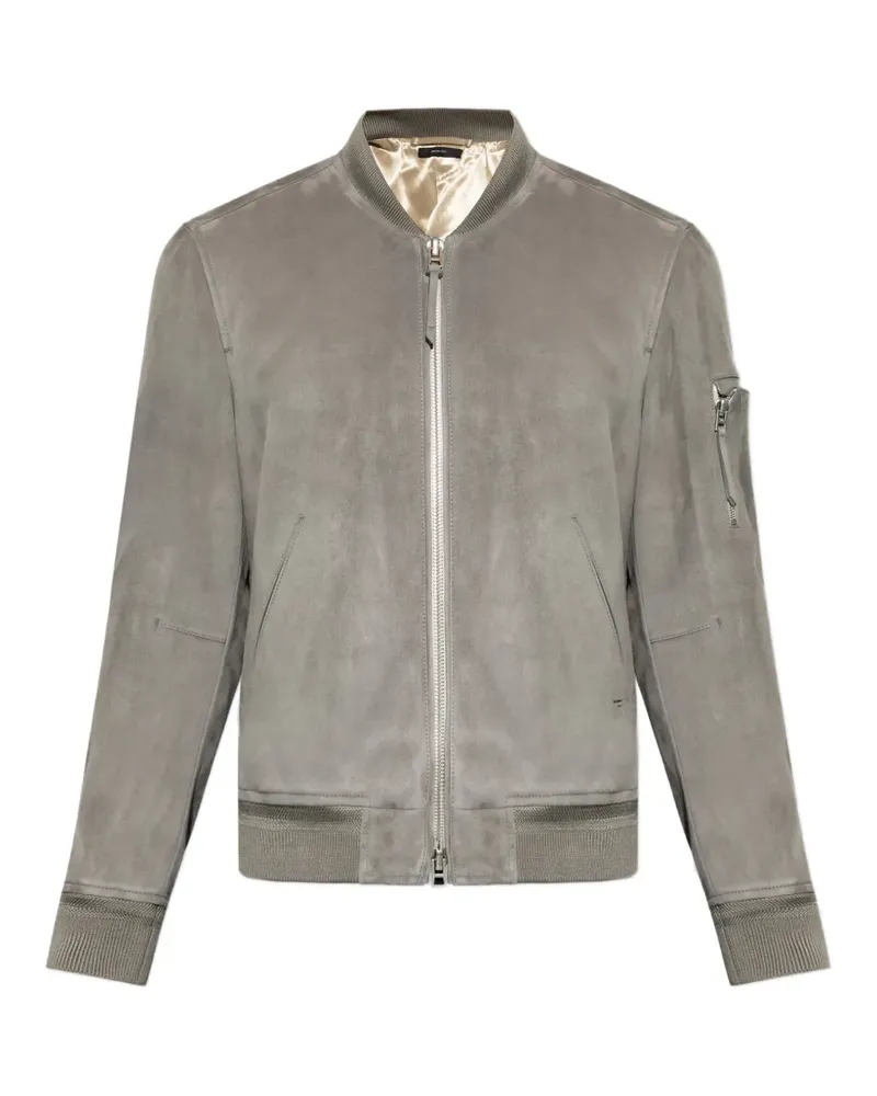 Tom Ford suede bomber jacket - Grau Grau