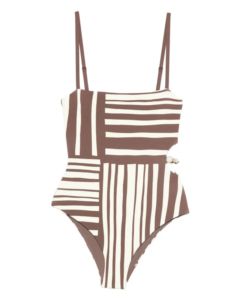 SIR Linocut beaded swimsuit - Braun Braun