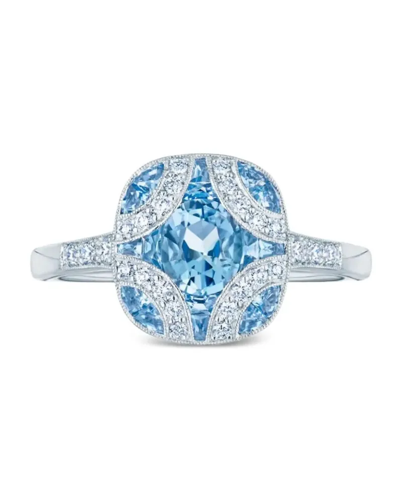 KWIAT 18kt Argyle Weißgoldring mit Diamanten und Aquamarine - Blau Blau