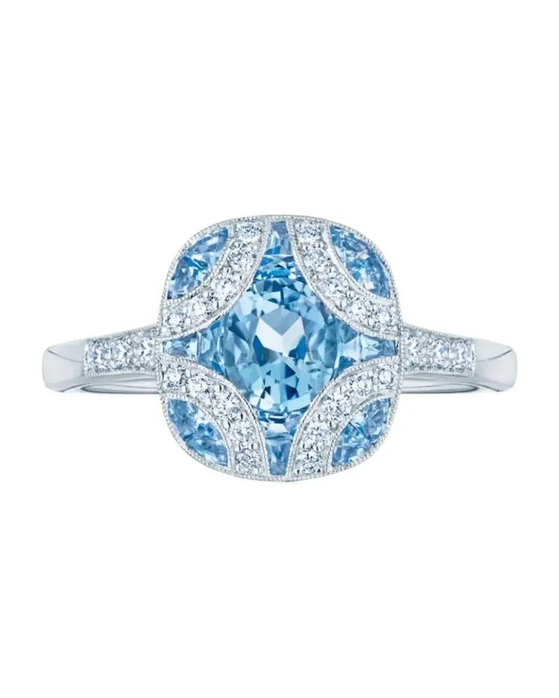 KWIAT 18kt Argyle Weißgoldring mit Diamanten und Aquamarine - Blau Blau
