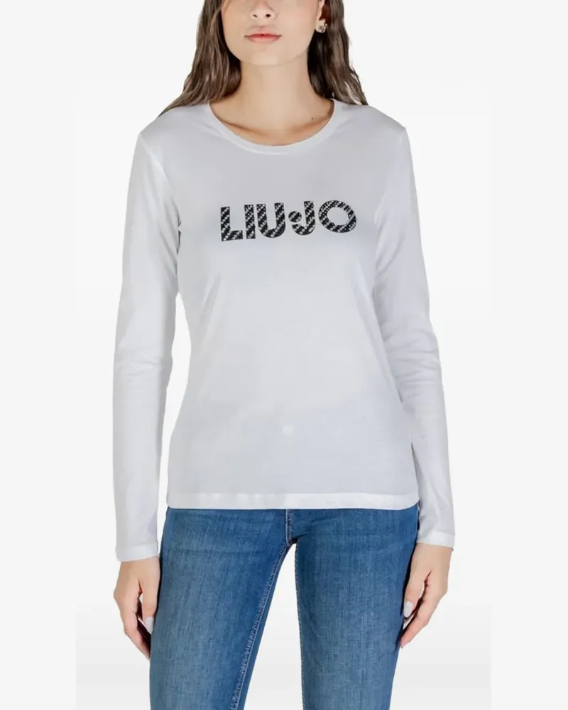 Liu Jo rhinestone logo-print T-shirt - Weiß Weiß