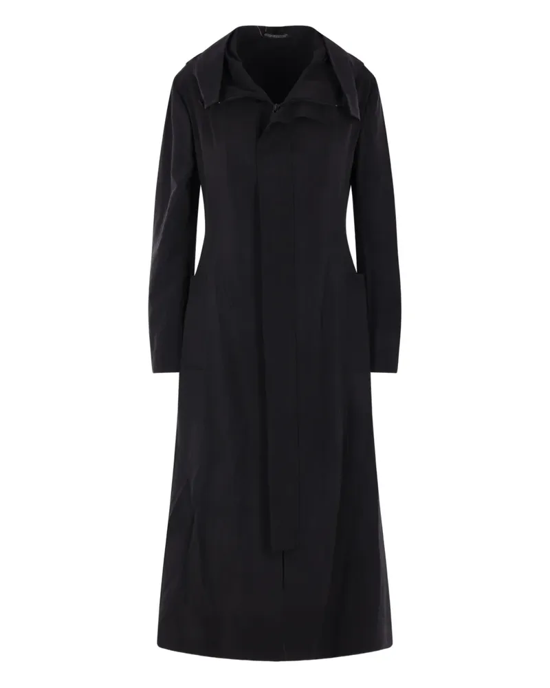 Yohji Yamamoto Kapuzenmantel mit Reißverschluss - Schwarz Schwarz