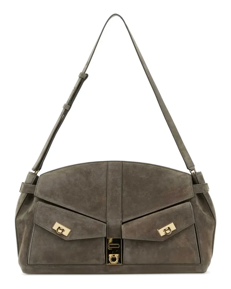 Ferragamo Schultertasche mit Clipverschluss - Grau Grau