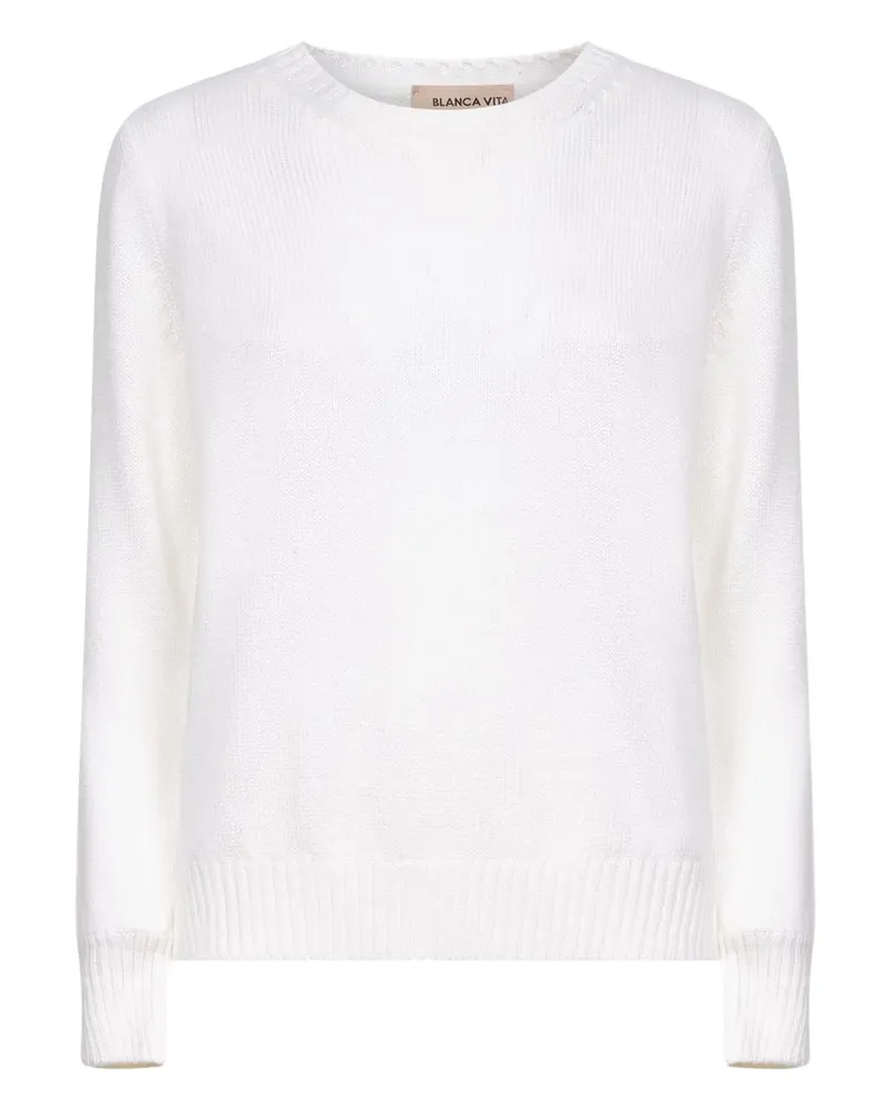 Blanca Gerippter Pullover - Weiß Weiß