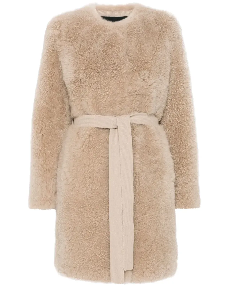 Yves Salomon Shearling-Mantel - Nude Nude