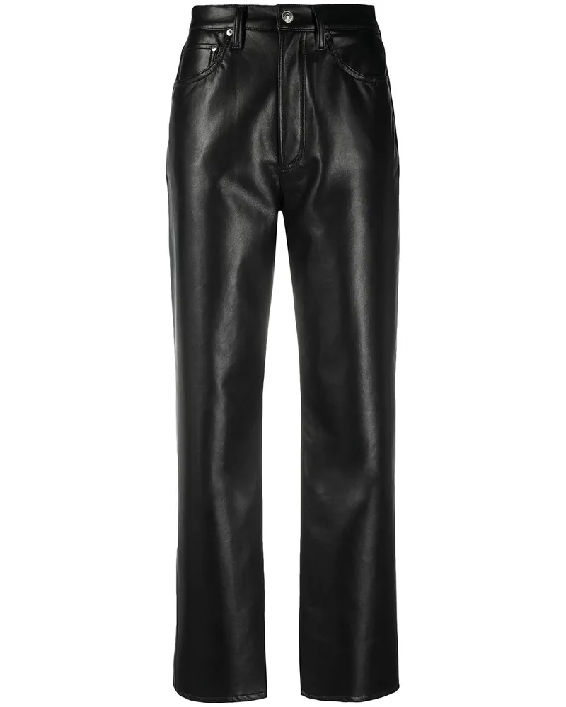AGOLDE Cropped-Lederhose - Schwarz Schwarz