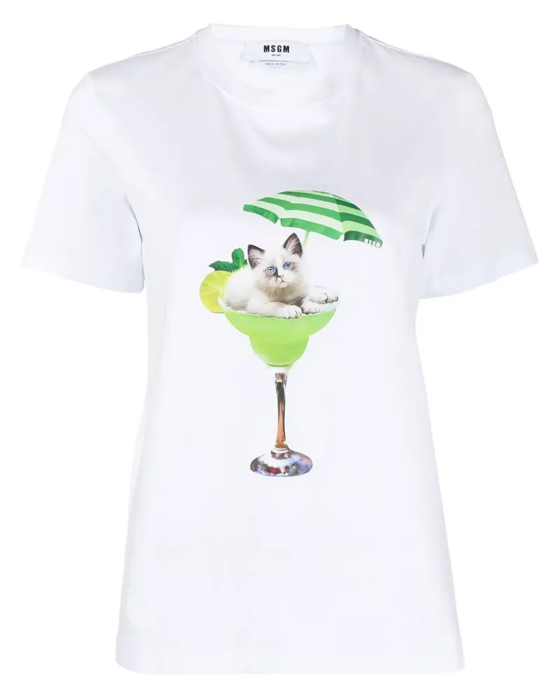 MSGM T-Shirt mit grafischem Print - Weiß Weiß